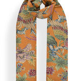 Bird Print Stole in Wool Silk