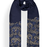Metallic Border Stole in Merino