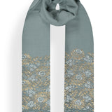 Metallic Border Stole in Merino
