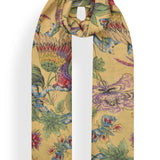 Bird Print Stole in Wool Silk