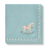 Rocking Horse Text Knit Blanket in Cotton